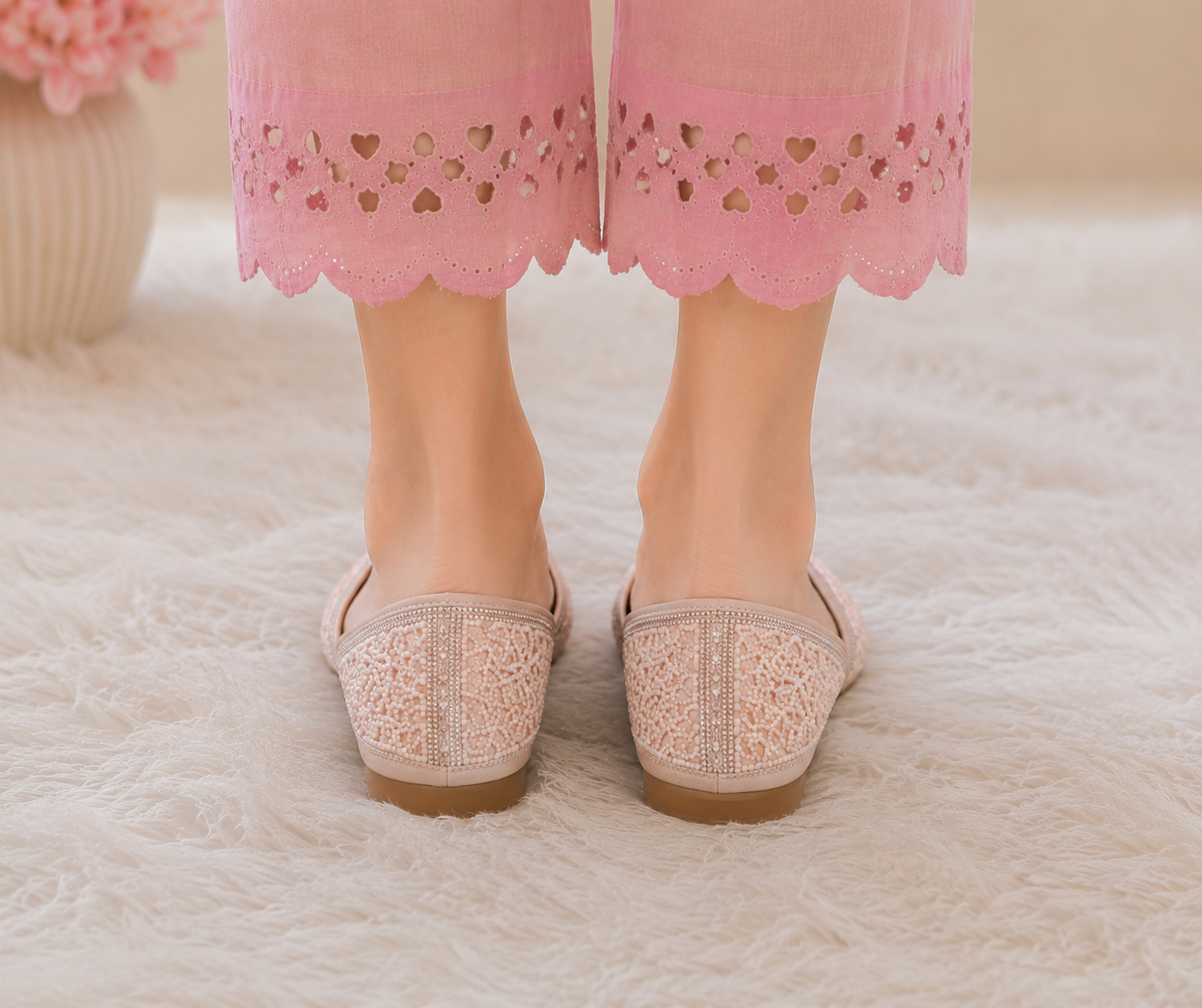 Women's Premium Embroidered Ethnic Jutti – Blush Pink - Image 3
