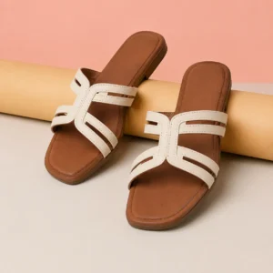 Women's Elegant Cut-Out Flat Slippers – Ivory White